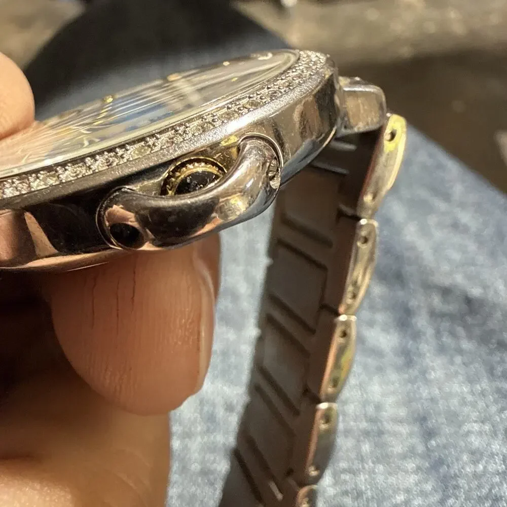 Saks Fifth Avenue | BLACK Jeweled Women's Watch Silver/Gold Needs Battery